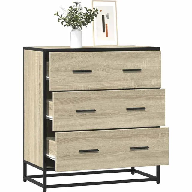 vidaXL Dressoir 68x35x76 cm bewerkt hout en metaal sonoma eikenkleur Bruin
