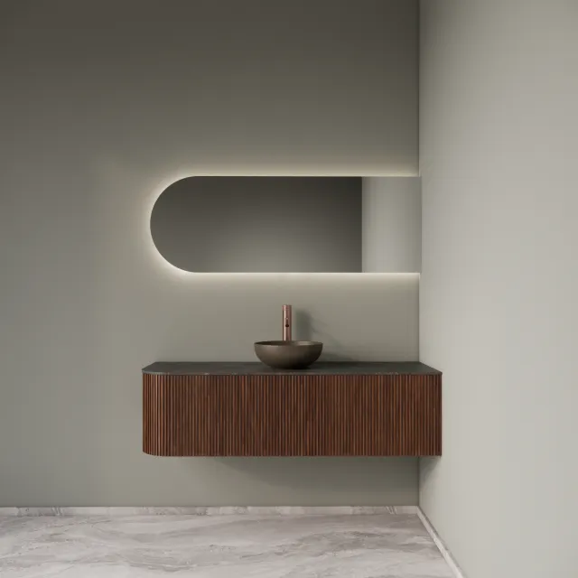 Gliss Design Badkamermeubelset Gliss Design Alluro 140 cm Rechts Walnut Bruin