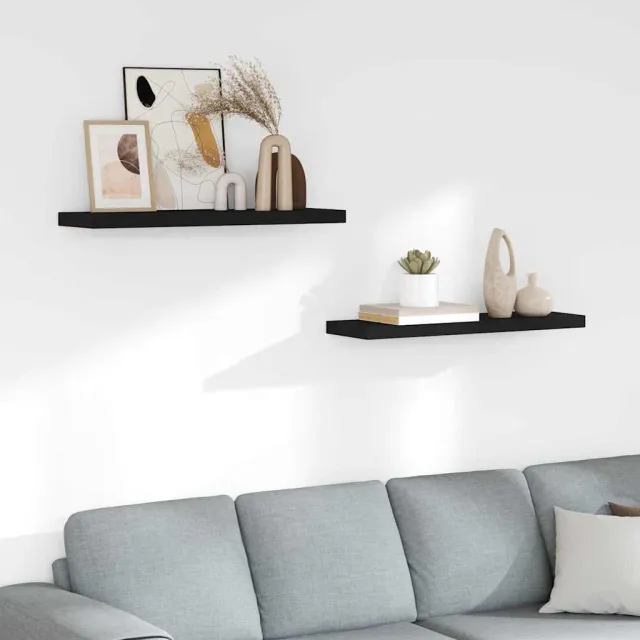vidaXL Wandschappen zwevend 2 st 80x23,5x3,8 cm MDF zwart