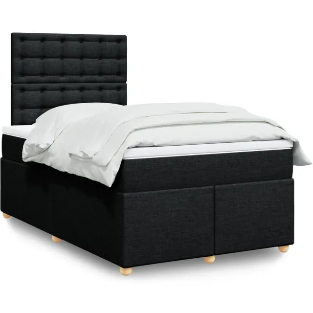 vidaXL Boxspring met matras stof zwart 120x200 cm