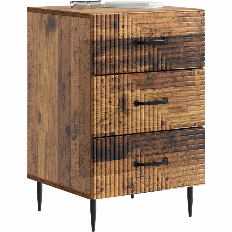 vidaXL Nachtkastje Oud hout 43 x 41 x 66,5 cm Bewerkt hout Bruin