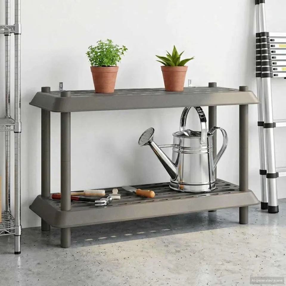 vidaXL Plankenunit 2-laags 100 x 40 x 55,5 cm PP Lichtgrijs, foto 4