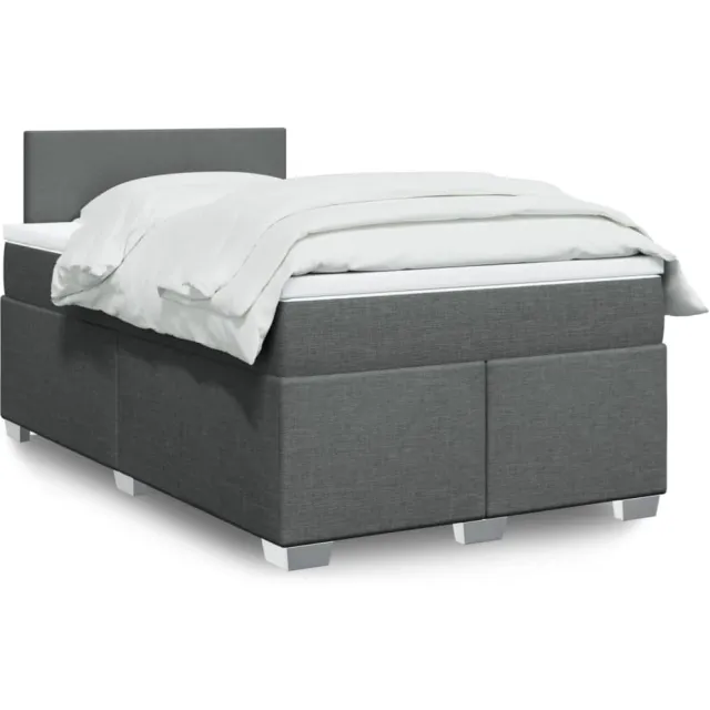 vidaXL Boxspring met matras stof donkergrijs 120x200 cm grijs
