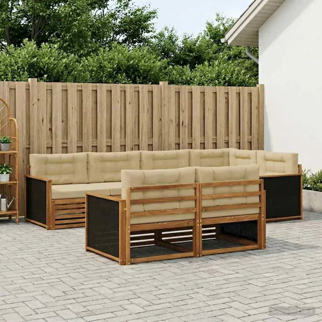 vidaXL Buiten bankenset 7 st 7-zits Natuurlijk en Beige