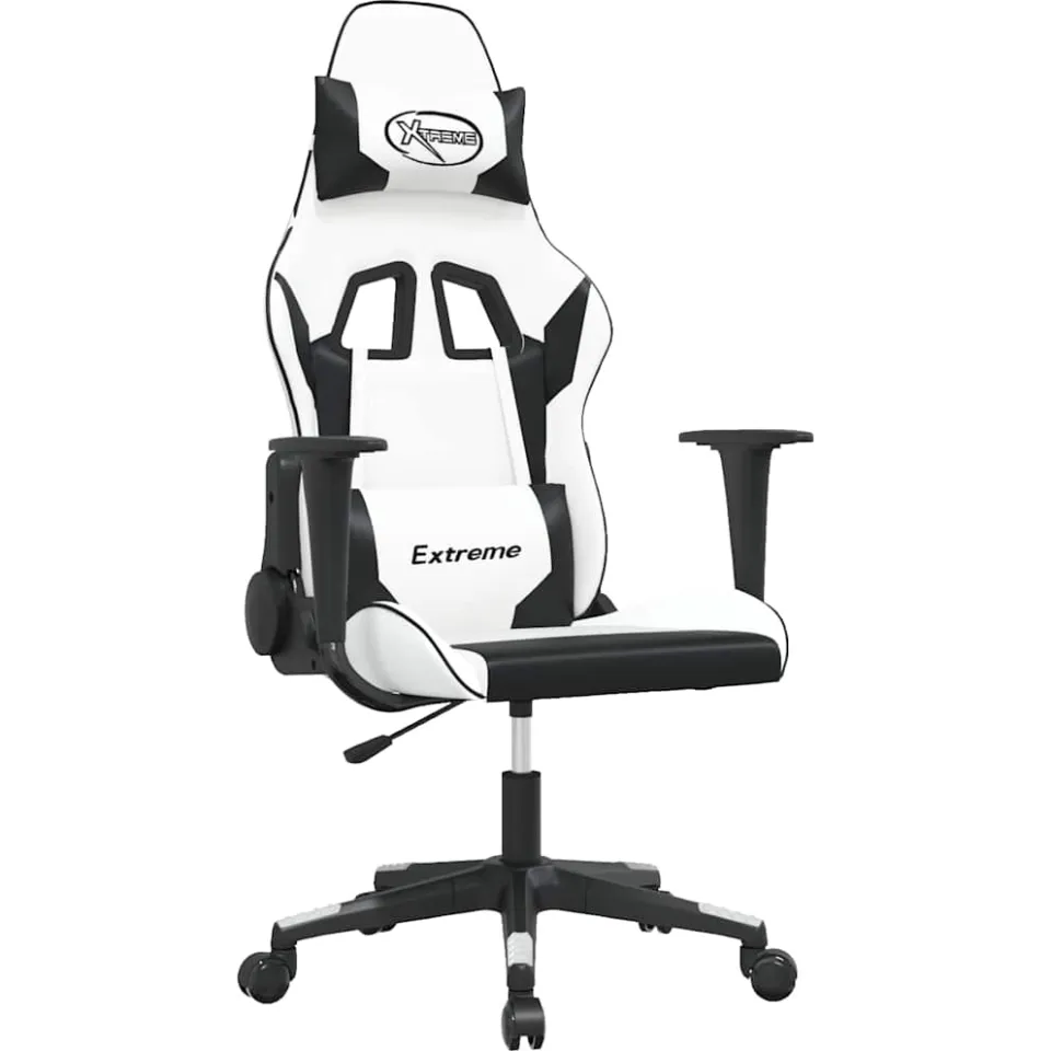 vidaXL Gamestoel kunstleer wit en zwart, foto 3