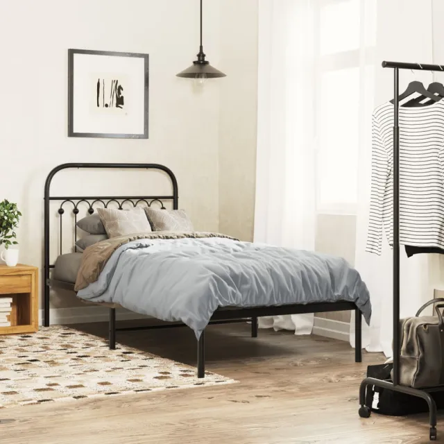 vidaXL Bedframe met hoofdbord metaal zwart 90x200 cm