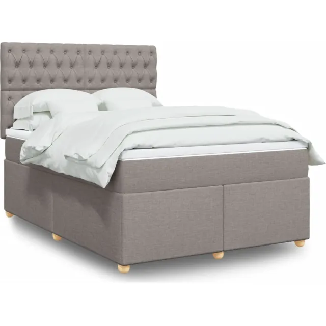 vidaXL Boxspring met matras stof taupe 160x200 cm