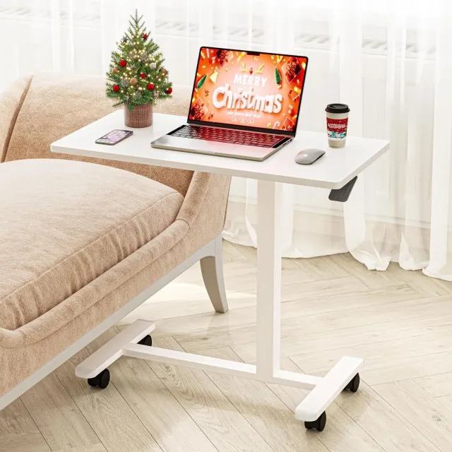 ApexArte® Laptoptafel op Wielen - Bedtafeltje - Bijzettafel - Verstelbaar - Wit