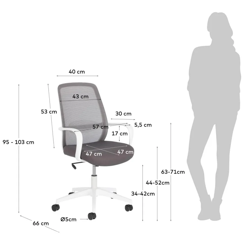 Kave Home Melva bureaustoel grijs, foto 4