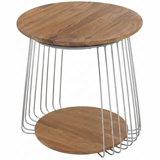 MCA salontafel MCW-P60, bijzettafel koffietafel loungetafel, metaal MDF rond Ø 50 cm ~ bruin