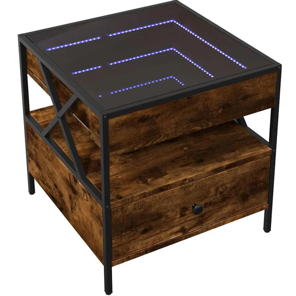 vidaXL Salontafel met Infinity LED 50x50x51 cm gerookt eikenkleurig Bruin