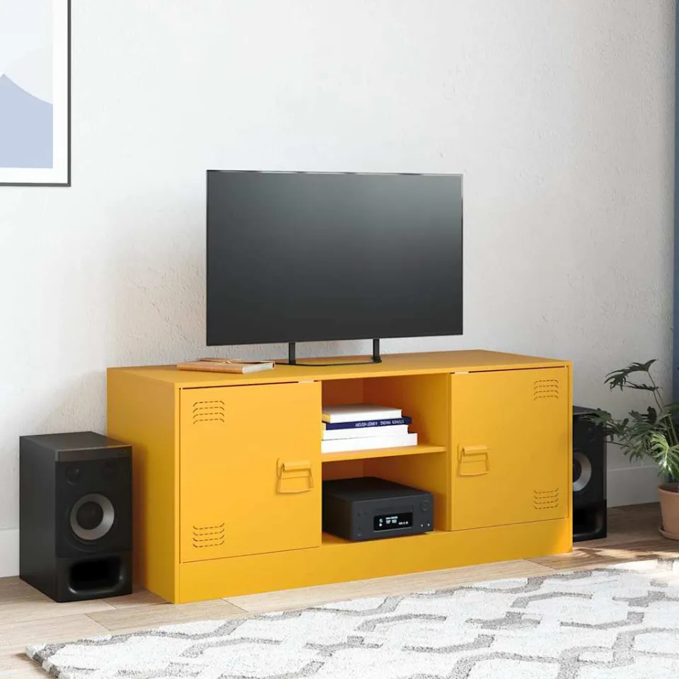 vidaXL Tv-meubel 99x39x44 cm staal mosterdgeel, foto 3
