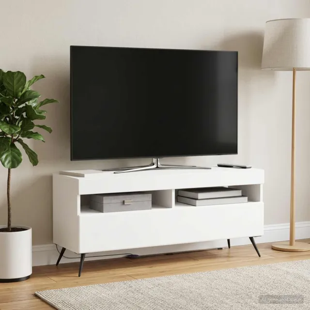vidaXL LED tv-meubel Wit Bewerkt hout