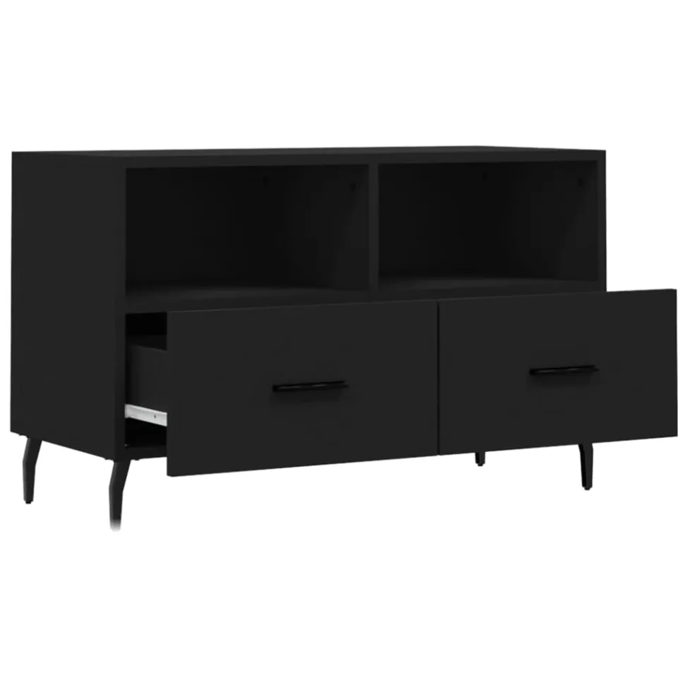 vidaXL Tv-meubel 80x36x50 cm bewerkt hout zwart, foto 4