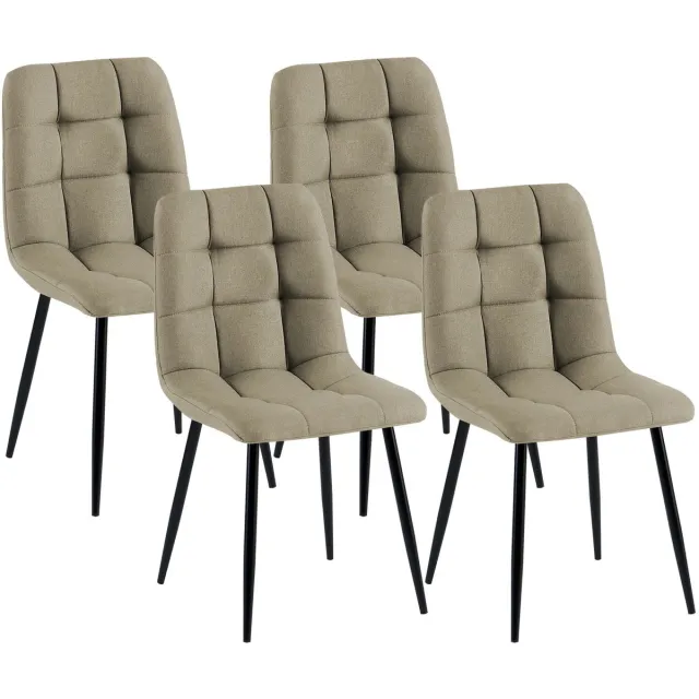 CLP Set van 4 Eetkamerstoelen Tilde - Gestoffeerd - Metalen Onderstel - belastbaar tot 150 kg - Stof/taupe