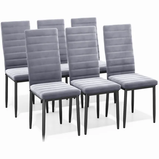 Bealife TB41C Eetkamerstoelen - 6 stoelen - Velvet bekleed - Grijs