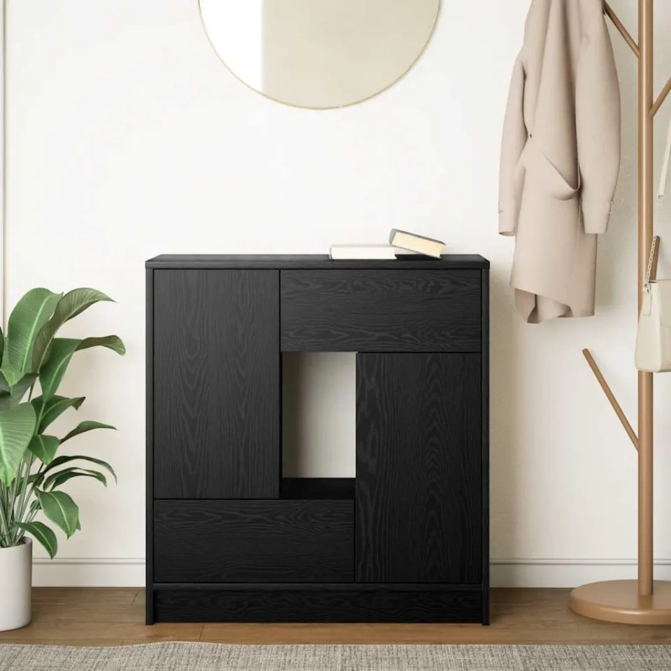 vidaXL Dressoir met lades en deuren 70,5x34x74,5 cm zwart eikenkleurig, foto 3