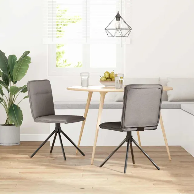vidaXL Eetkamerstoelen draaibaar 2 st stof taupe