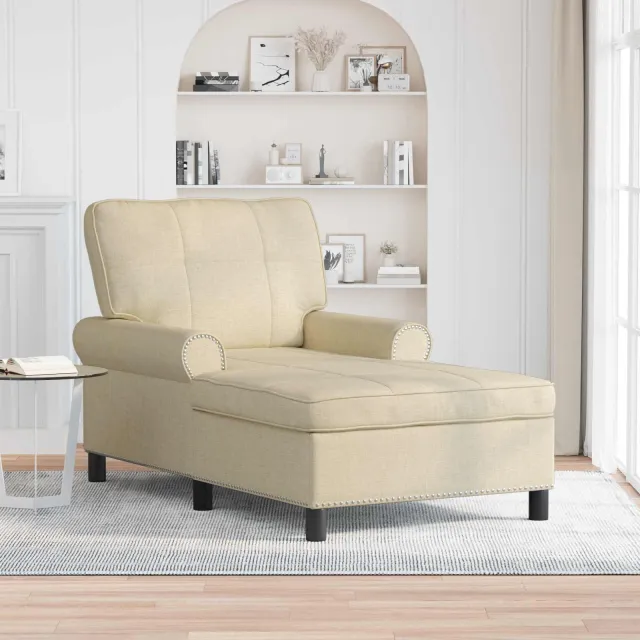 vidaXL Chaise Lounge Crème Stof 91 x 157 x 91 cm, foto 2