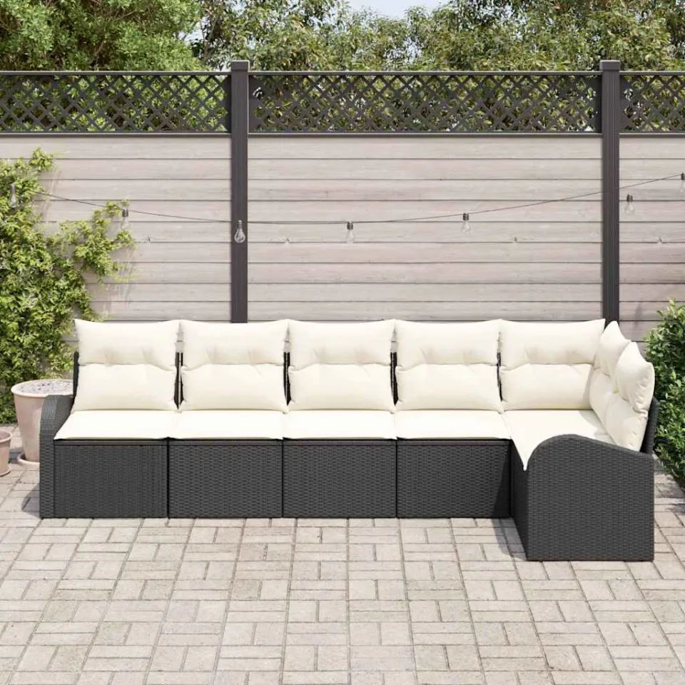 vidaXL Tuinbankenset 6 st Zwart en Wit poly rattan, foto 3