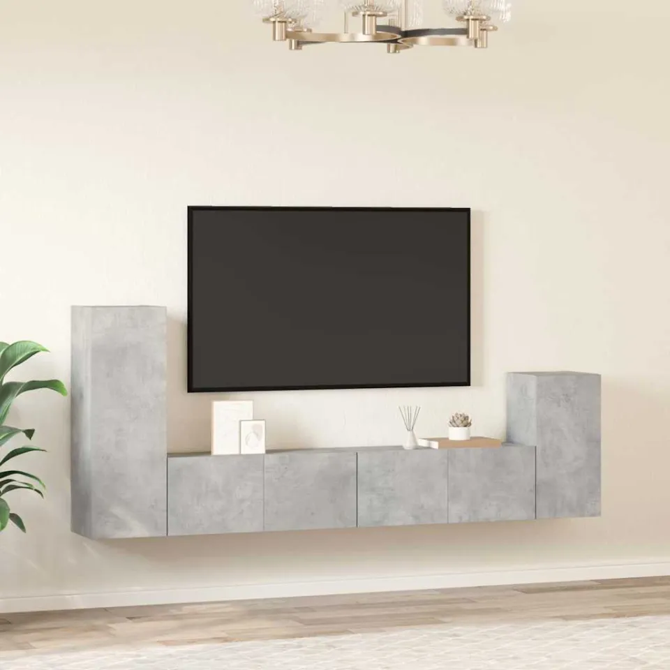 vidaXL 4-delige Tv-meubelset bewerkt hout betongrijs grijs, foto 4
