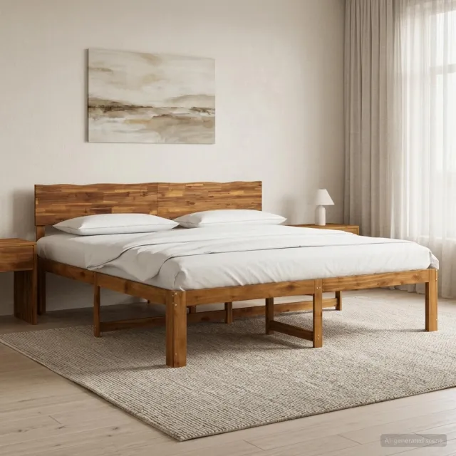 vidaXL Tweepersoonsbed met hoofdeinde ROSTOCK Naturel 193 x 203 cm