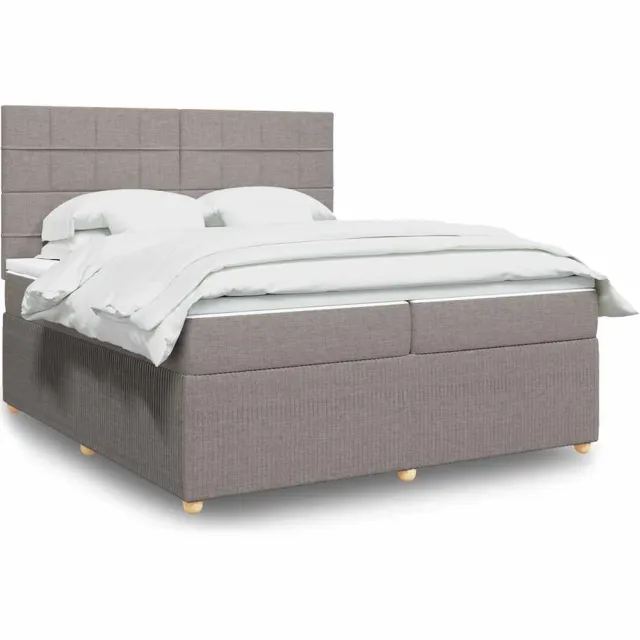 vidaXL Boxspring met matras stof taupe 200x200 cm