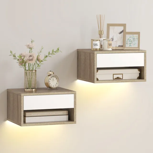 Homcom Nachtkastje - Spaanplaat - 37x32x21cm - Teakhout bruin