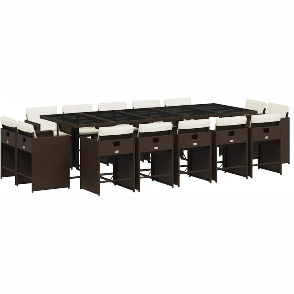 vidaXL 15-delige Tuinset met kussens poly rattan bruin, foto 3