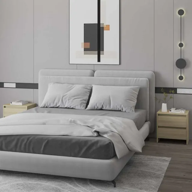 vidaXL Nachtkastjes 2 st 45x34,5x44,5 cm bewerkt hout sonoma eiken, foto 2