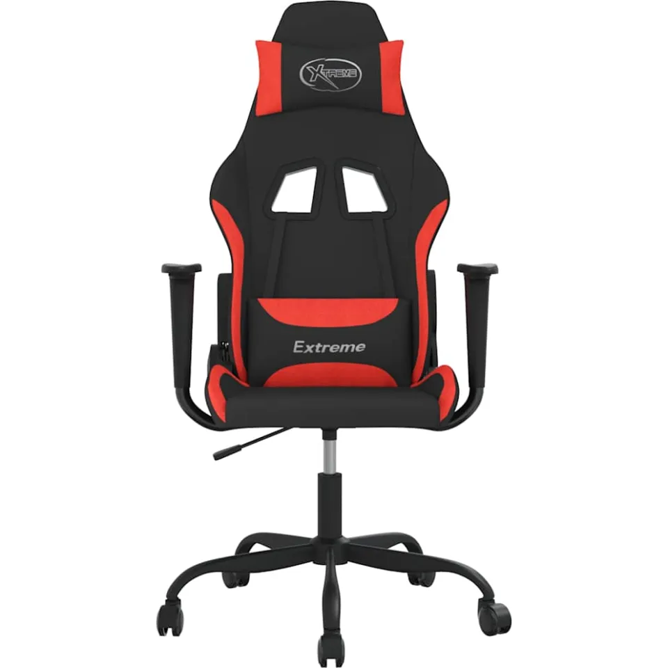 vidaXL Massage gamestoel stof zwart en rood