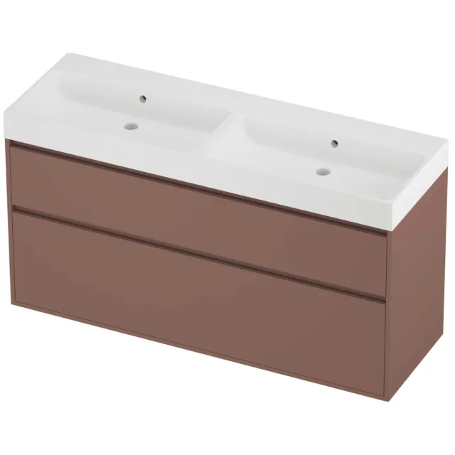Proline Podium Badmeubelset Polystone Loft 140x46x75 cm Mat White Beauty Blush Rosé Goud