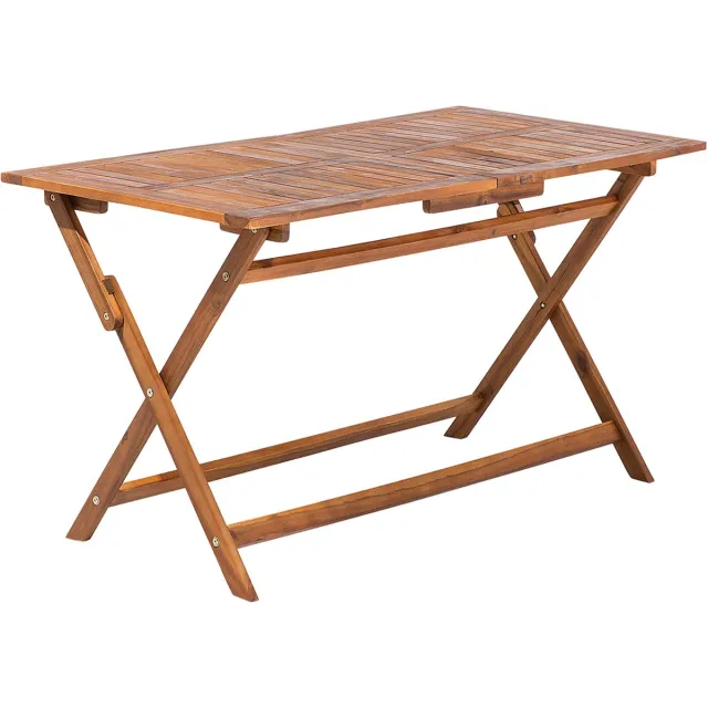 Beliani CENTO - Tuintafel - Donkere houtkleur - 140 x 75 cm - Acaciahout Bruin