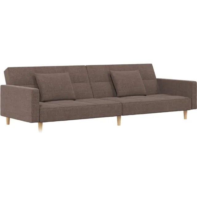vidaXL Slaapbank - 2-zits - met - 2 - kussens - stof - taupe