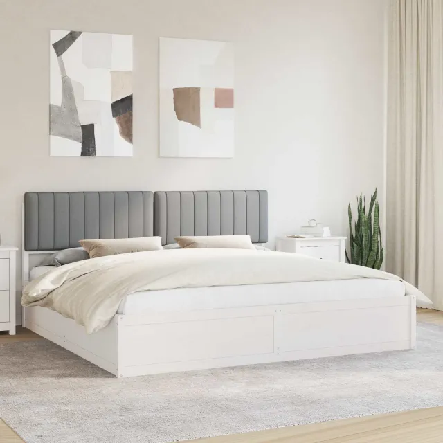 vidaXL Bedframe met Gevoerd Hoofdgedeelte Lichtgrijs 200 x 200 cm