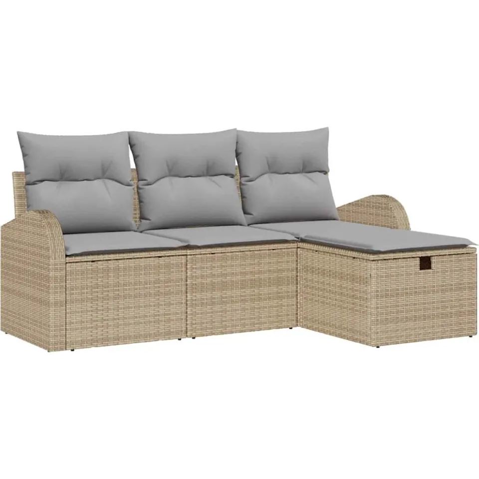 vidaXL Tuin Sofa Set 4 st Beige poly rattan