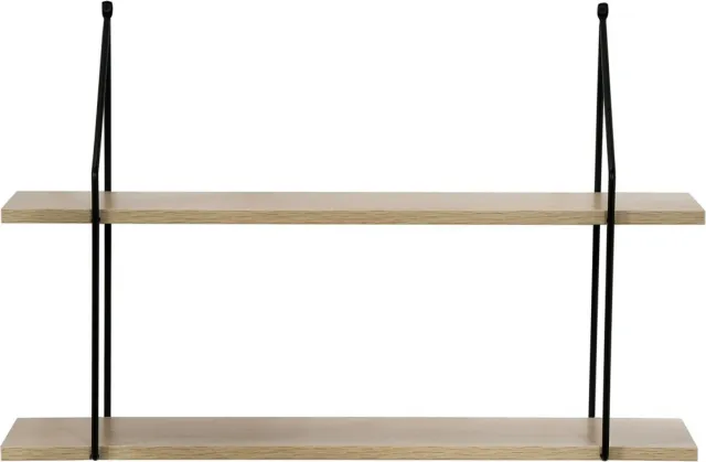 CaliCosy Boekenplank 2-laags met zwarte beugel - 60 x 16 x 40 cm 12243 Casame