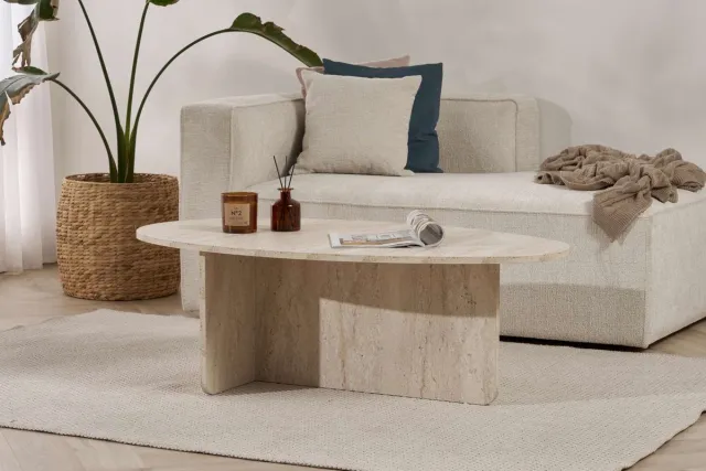 Skye Decor Salontafel - Rechthoekig & Modern Design voor de Woonkamer - Travertin-look - 120x65 cm Traverine