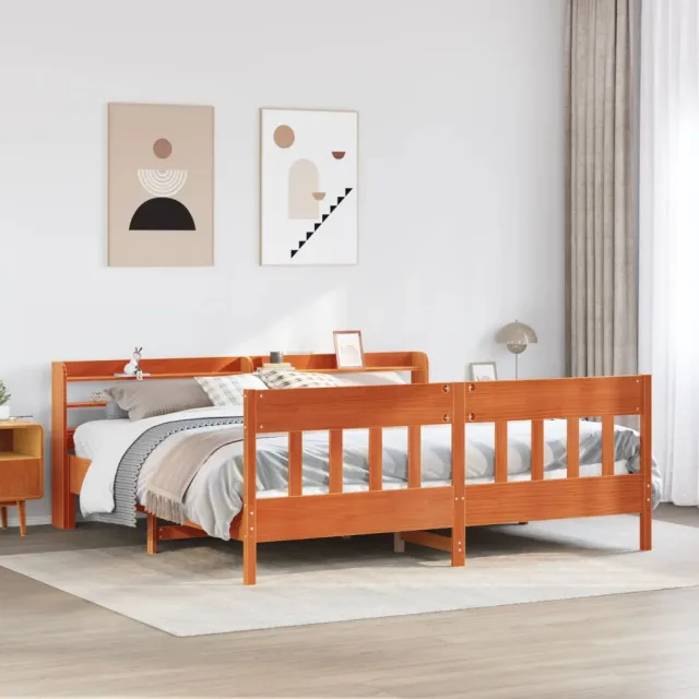 vidaXL Bedframe zonder matras massief grenenhout wasbruin 200x200 cm bruin