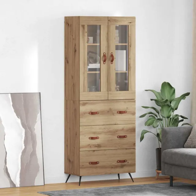 vidaXL Hoge opbergkast met plank 2 st Artisan Eiken 69,5 x 34 x 180 cm Beige