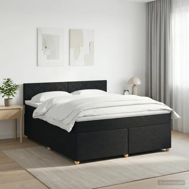 vidaXL Boxspringbed met matras met hoofdeinde Zwart 140 x 190 cm Stof