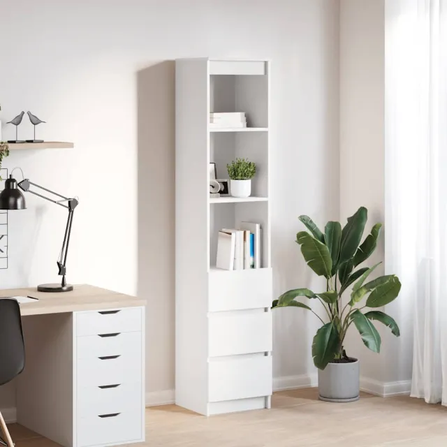 vidaXL Hoge kast 37,5x35x180 cm spaanplaat wit