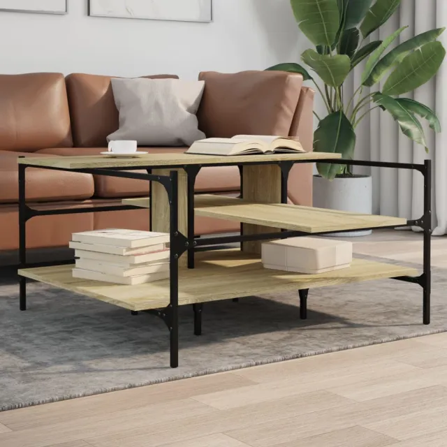 vidaXL Salontafel 100x100x48,5 cm bewerkt hout sonoma eikenkleurig, foto 2