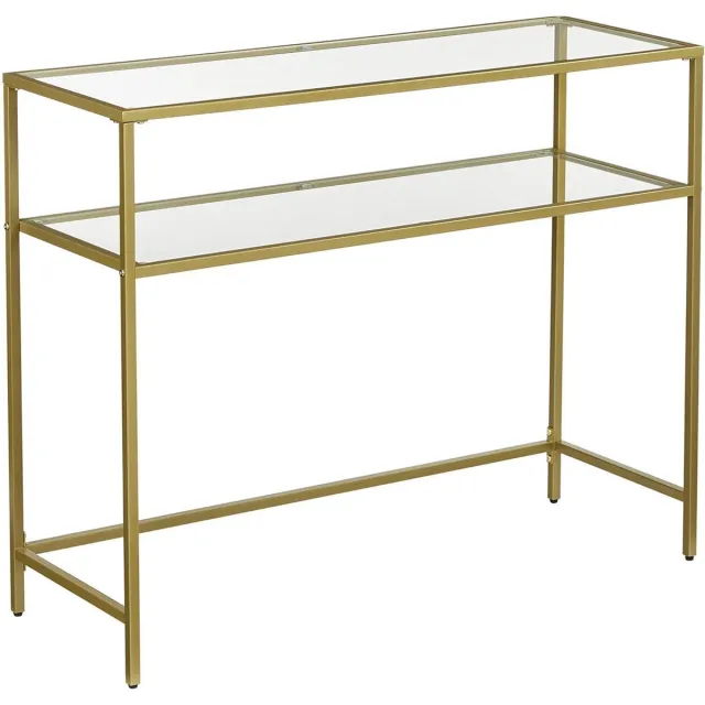 Soof & Tess Soof&Tess - Dressoir - Tafel met Glas - 100 x 35 x 80 cm - Wandtafel & Consoletafel voor Woonkamer - Gouden Afwerking