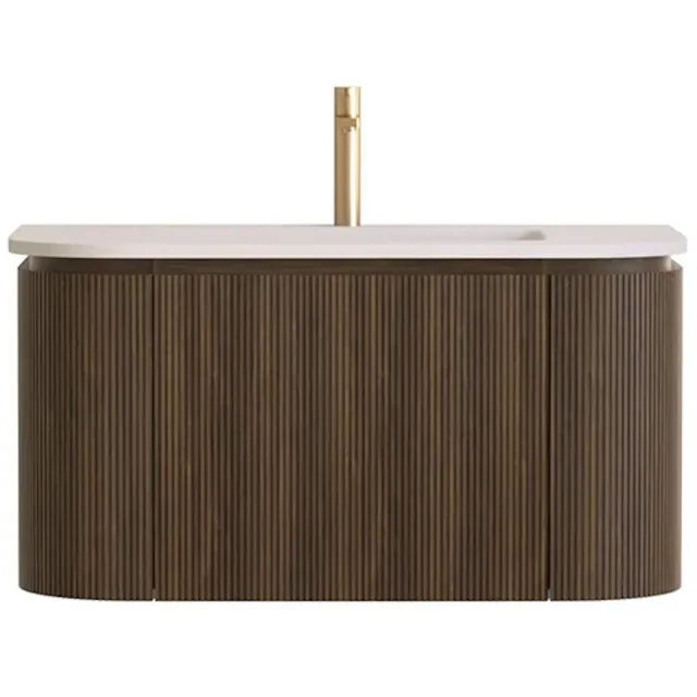Sanilux Badmeubelset Sanilux Eleganza 80 cm Solid Surface 1 Kraangat Dark Walnut