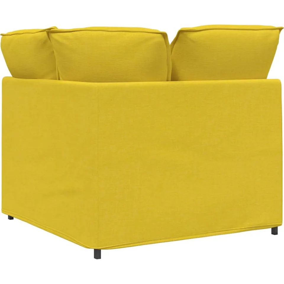 vidaXL Modulaire hoekmodule bank met kussens 100 cm lichtgeel geel, foto 4