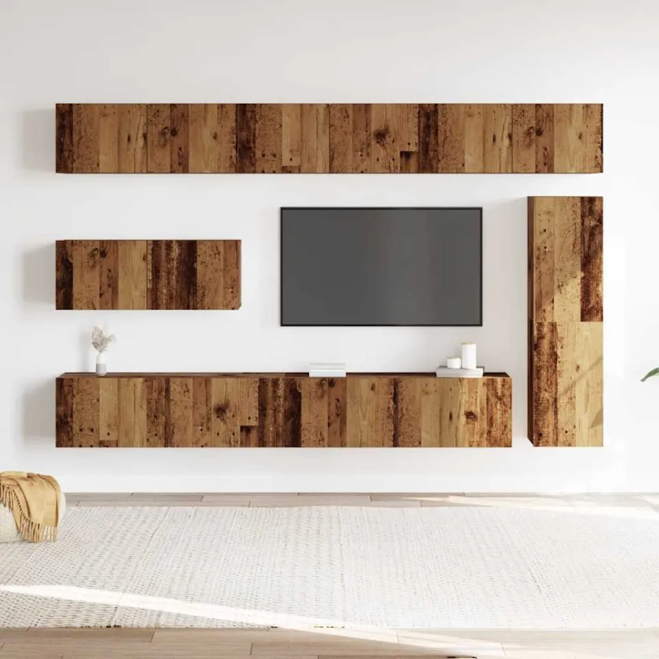 vidaXL 7-delig Tv-meubelset wandmontage bewerkt hout oud houtkleurig bruin, foto 2