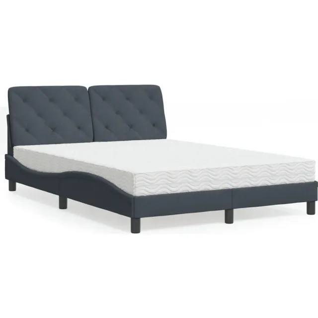vidaXL Bed met matras fluweel donkergrijs 140x190 cm