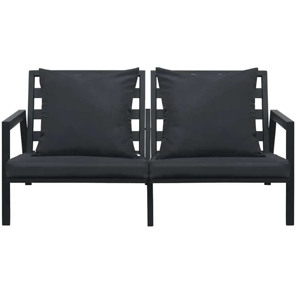 vidaXL 4-delige Loungeset met kussens aluminium donkergrijs grijs, foto 4