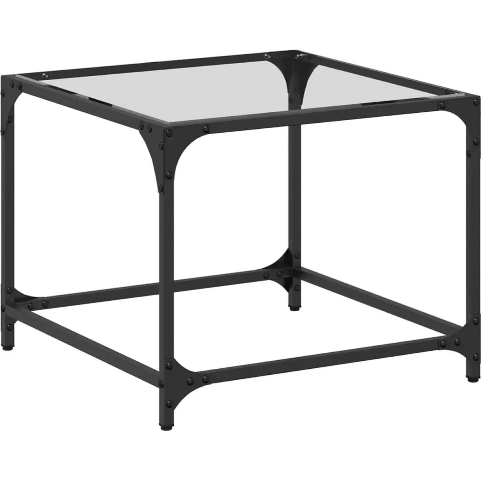 vidaXL Salontafel met transparant glazen blad 50x50x40 cm staal transparent, foto 3